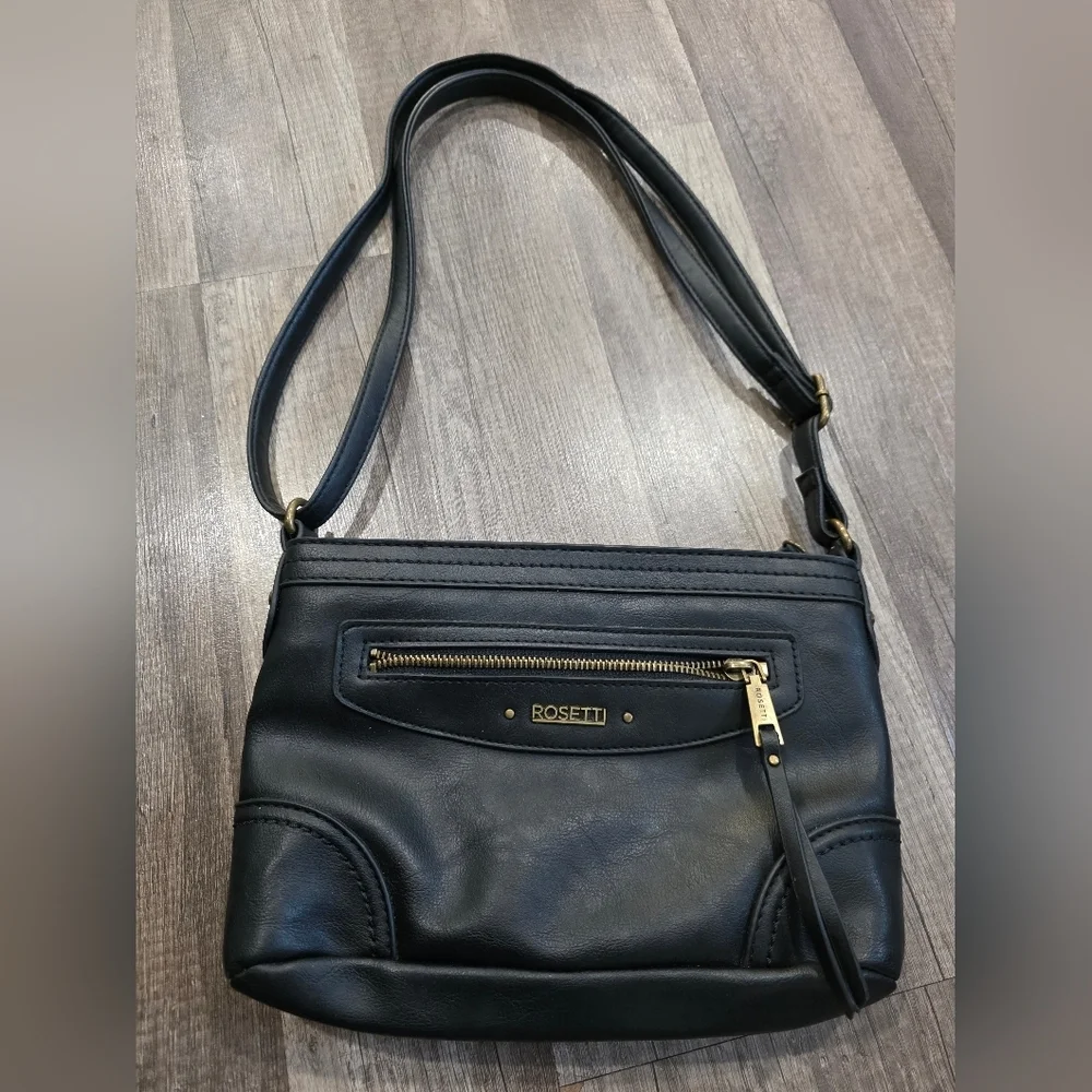 Rosetti Black Vegan Leather Crossbody Bag Classy Elegant Boho Bikercore Western